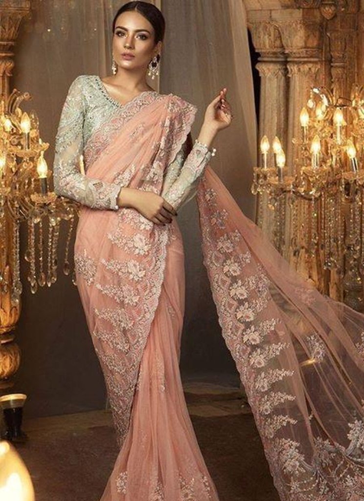 Indian Sari with Silver Tilla Threads ...